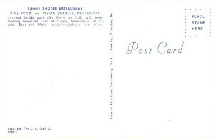 Sunny Shores Restaurant (Straslers Sunny Shores Restaurant) - Old Postcard (newer photo)